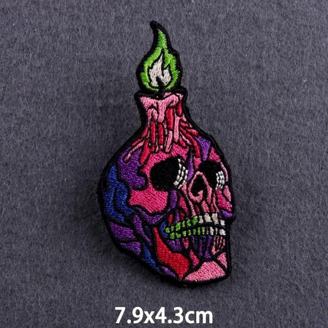 와펜 자수 패치 열접착 빈티지 캐릭터 명품와펜 punk skull iron on patch on clothes diy stripe embroidered patchs for 락