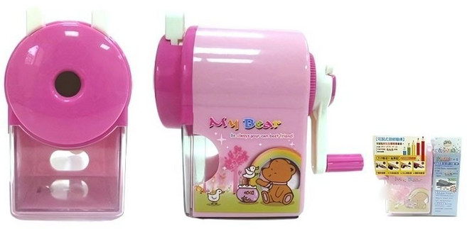 UBILIN 優筆霖 獨家專利五段式 大小通吃安全削鉛筆機, 1個, 西瓜太郎 粉