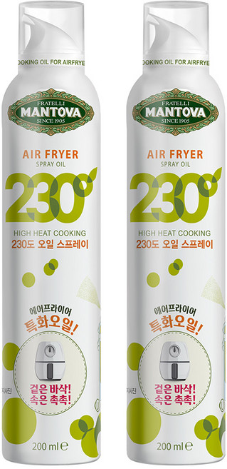 [1+1] 만토바 230도 에어프라이어 오일 스프레이 200ml 해바라기유 아보카도 라이스, 1개