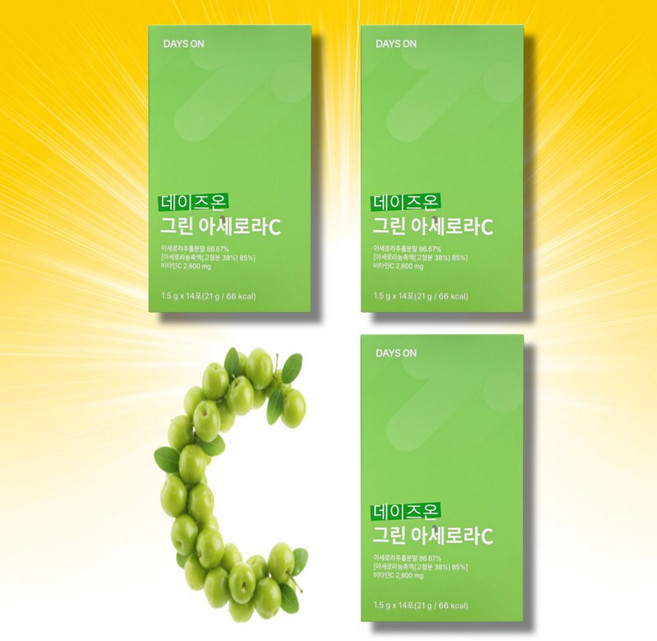 그린 아세로라 고품질 천연 비타민C 분말 가루 간편 섭취, 3개, 14회분