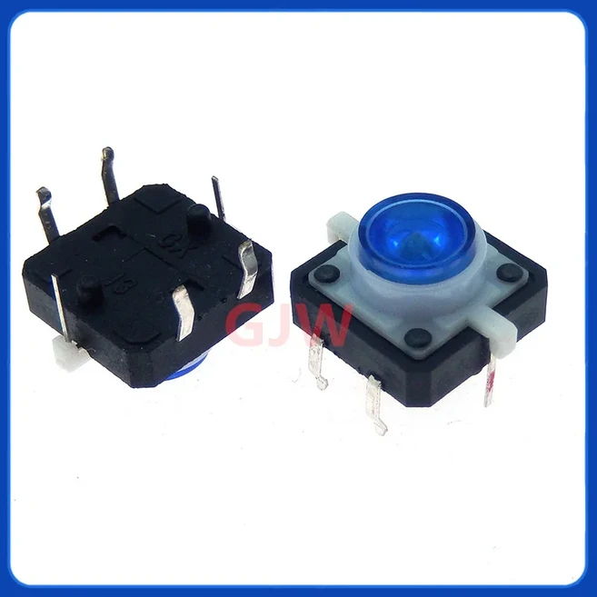 5PCS 5 색 12X12x7.3mm 4PIN dip TACT 푸시 버튼 스위치 빛 led 마이크로 키 전원 촉각 12127.3MM, 02 5PCS blue