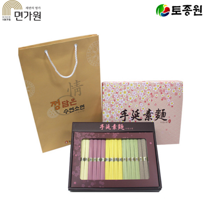 토종원 종이상자 오색소면 선물세트 1kg 수제면 명가, 1개