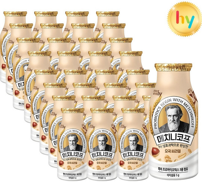 hy 한국야쿠르트 메치니코프 오곡 씨리얼 요구르트, 32개, 140ml
