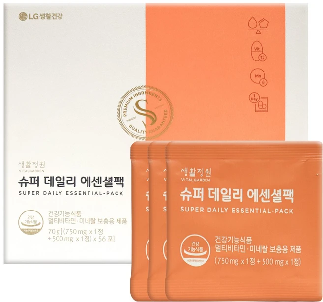 생활정원 슈퍼 데일리 에센셜팩 8주분 멀티비타민, 1개, 70g - 쿠팡