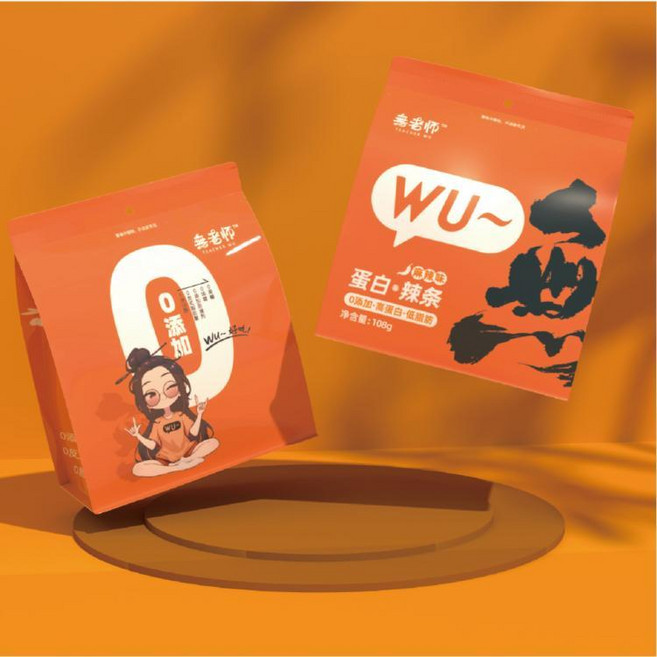逗留時光 無老師 全素植物蛋白辣條 (燒烤/麻辣/藤椒) 辣條 零食 麻辣 素食 植物肉蛋白, 1個, 麻辣味