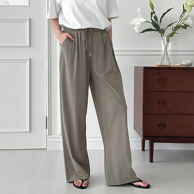 쿨썸 남여공용 구김없는 여름 아이스 와이드 밴딩 팬츠 슬랙스