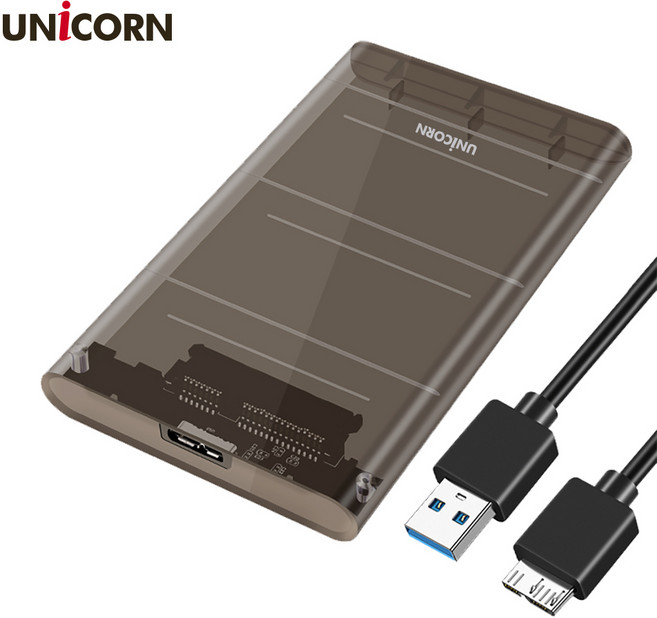 유니콘 HD-7000G A타입 2.5인치 USB3.1 외장하드케이스 HDD SDD 반투명케이스, 상세 설명 참조, 상세 설명 참조, 1개