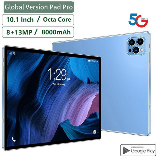 5G 패드 10.1 인치 안드로이드 태블릿 옥타 코어 8GB RAM 512GB ROM 4G LTE 5G 와이파이 태블릿 PC 25, 05 그레이