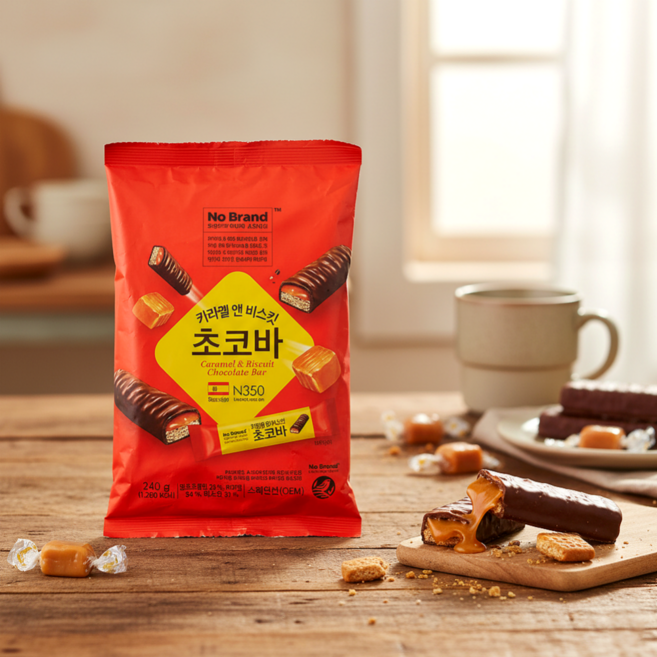 노브랜드 스페인 카라멜 비스킷 초코바 240g 2봉지, 2개