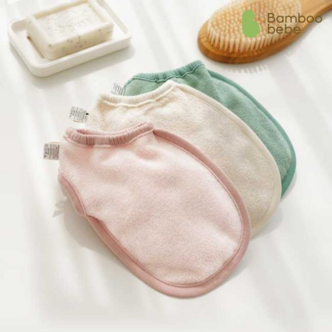 밤부베베 신버전 순한대나무 톡톡 버블핸드 양면형 아기목욕장갑