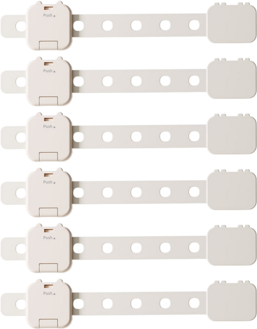 오유핏 무타공 밴드형 길이조절 다용도 잠금장치 6P, 6개, 아이보리