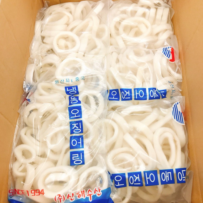 식당업소용 냉동 오징어링 4kg(400g x 10팩) 탈피/깔끔손질 튀김용, 10개, 400g