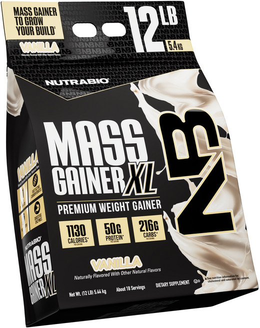 Nutrabio 增重粉 XL 香草口味, 5.44kg, 1個