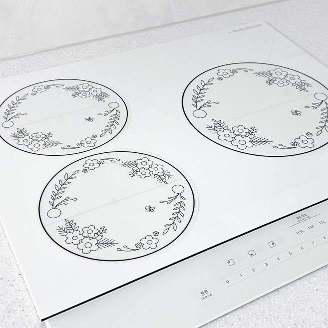 리빙엄마 프리미엄 인덕션 보호매트 둘레꽃 세트(대형1개+소형2개), 1개