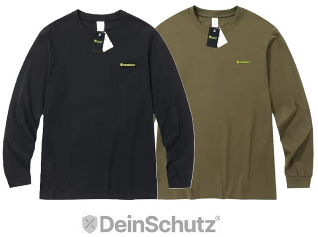 다인슈츠 1+1 시그니쳐 긴팔 면 티셔츠 블랙+올리브그린