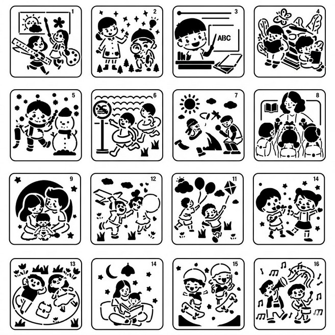 (주)아트인 학교생활 스텐실본(30매 세트), 1세트