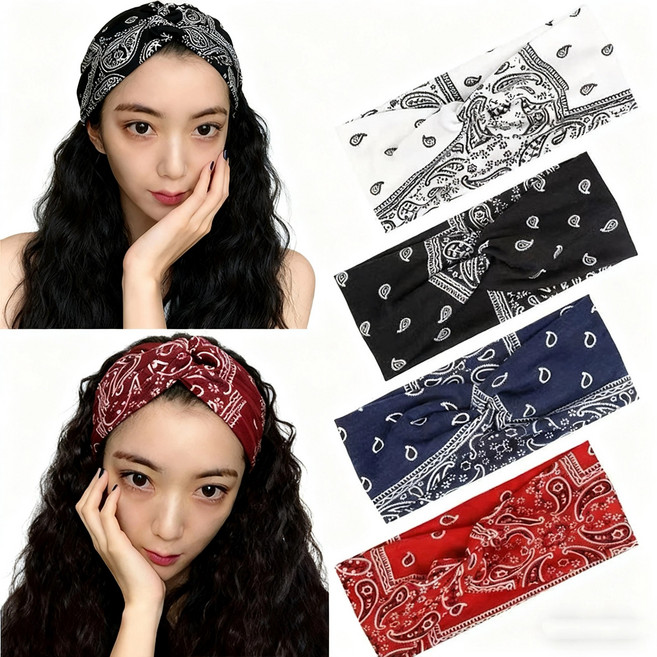 Equator [4종세트] 힙합 페이즐리 꼬임 요가 반다나 헤어밴드 터번