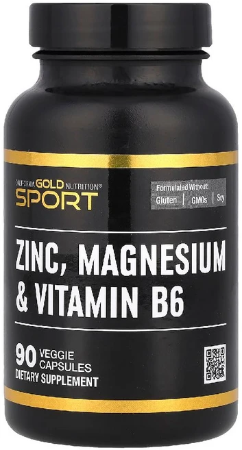 캘리포니아 골드 뉴트리션 스포츠 아연 마그네슘 비타민B6 베지캡슐 90정, 1개 - 쿠팡