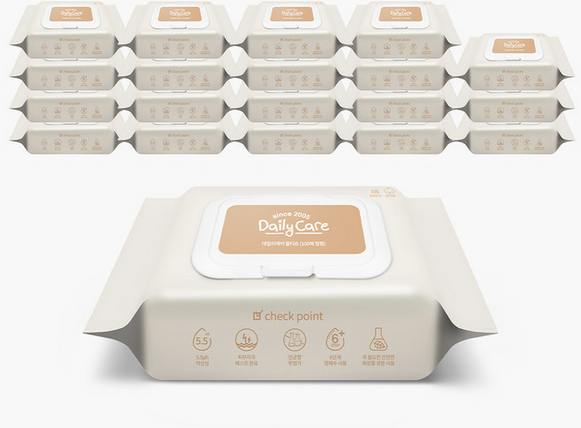 데일리케어 아기물티슈 캡형, 35g, 100개입, 20개