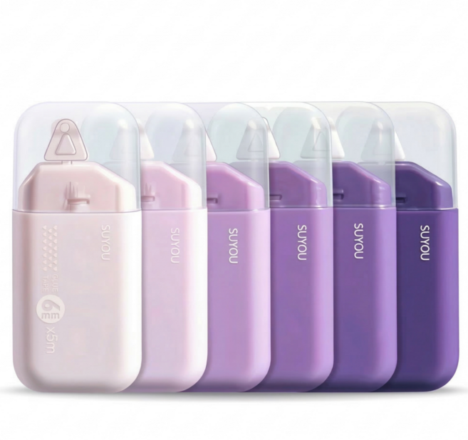 제롭 모란디 자국없이 지워지는 다용도 양면 접착 풀테이프 6P 세트, 1세트, 퍼플