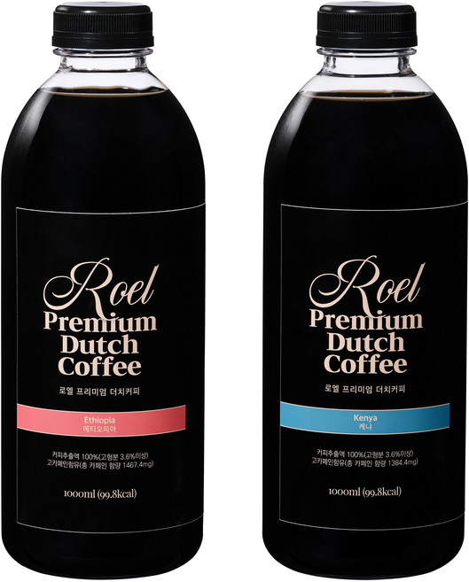 로엘 더치커피 콜드브루 원액 에티오피아 1L + 케냐 1L, 2개