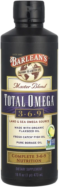 프리미엄상품 Barlean's 마스터 블렌드 Total Omega® 3 · 6 · 9 레모네이드 473ml(16fl oz) 부모님챙기세요, Barleans마스터블렌드TotalOmega369레모네, 1개, 473ml