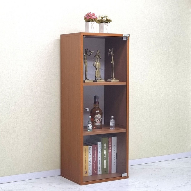 드림퍼니처 드림1036 유리문 깊이30cm 3단 장식장 진열장 피규어 미니어처 프라모델 건담 양주장 소품 정리함 다용도 A4화일 책장 수납장 틈새장, 드림1036 유리문깊이30cm가로40cm3단 체리