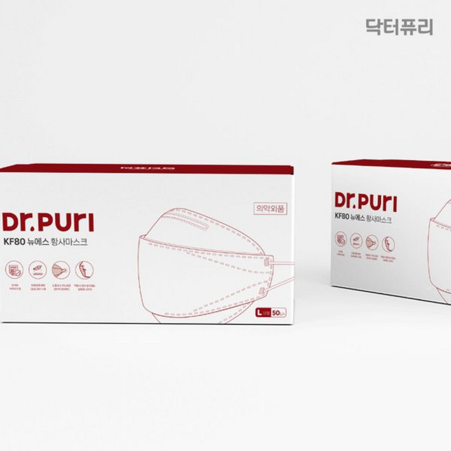 닥터퓨리 닥터퓨리 KF80 뉴에스 뽑아쓰는 황사마스크 대형 100매 (번들포장), 1, 100