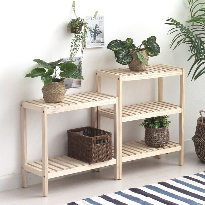 원목 선반 수납 정리대 화분선반 신발장 2단 3단