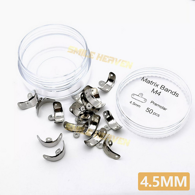 50개/상자 치과용 매트릭스 밴드 M4 단면 윤곽 클램프 링 4 크기, 4.5mm