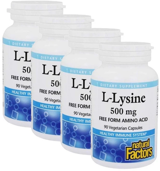 내추럴팩터스 L-라이신 500mg 캡슐 Natural Factors L-Lysine, 4개, 90정 - 쿠팡