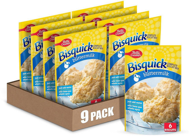 베티 크로커 비스퀵 Bisquick 버터밀크 낱개주문 간단요리 아이들 스낵, 9개, 219g