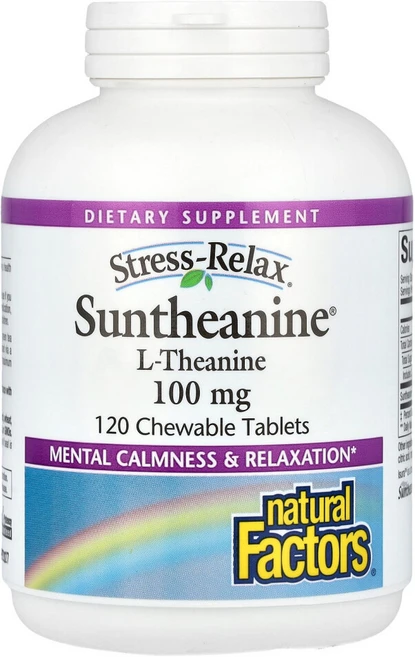 [120정] 네추럴팩터스 L 테아닌 Suntheanine 100mg 츄어블 120정, 120g, 1개, 120정 - 쿠팡