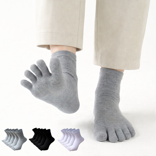 벨메이크 땀흡수 통기성 남성 발가락양말 5켤레