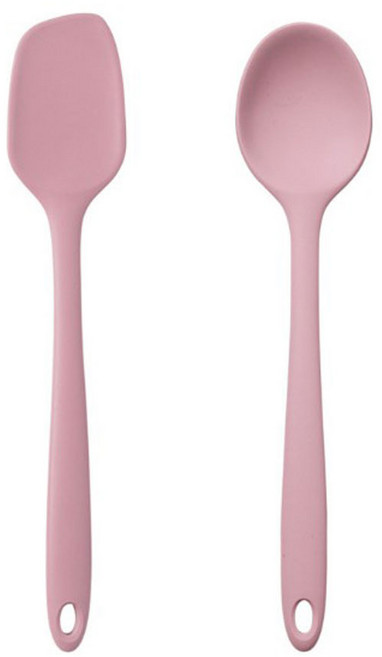 유일코리아 국산 실리콘 요리주걱 세트 2종, 인디핑크(사각,타원주걱), 1세트