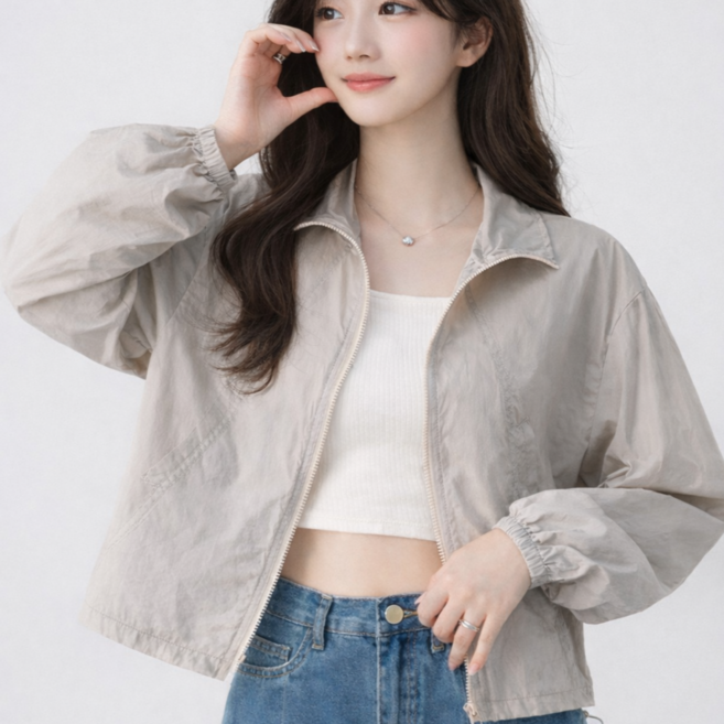맹이들맘 초경량 세미크롭 바람막이