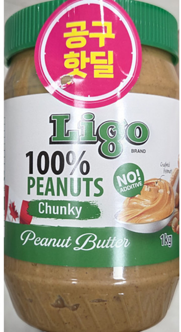 리고 100% 땅콩버터 청키 1kg 피넛버터 땅콩잼 LIGO, 1개