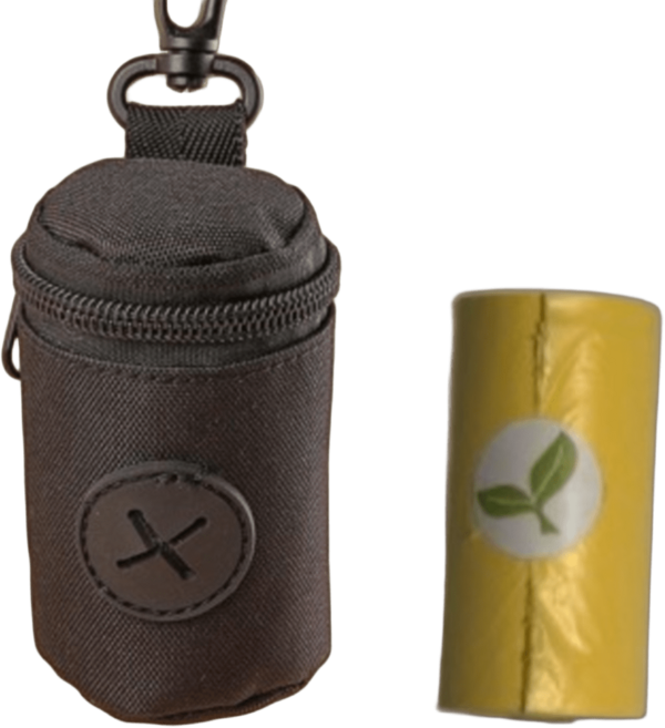 보리네마트 강아지 배변봉투 파우치 가방 케이스+1롤세트 생분해 클립형 디스펜서 산책용 휴대용 풉백 똥츄 아웃도어 쓰레기봉투, 1개, 1개입, 블랙