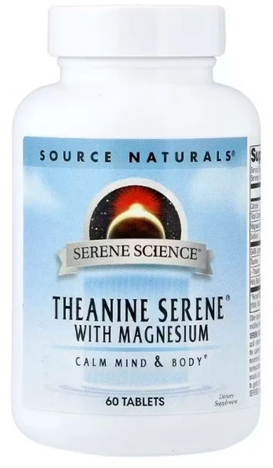 소스네츄럴스 Serene Science 테아닌 및 마그네슘 함유 Serene 태블릿 60정 1개, 1 - 쿠팡