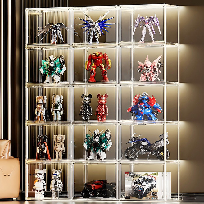 Curious Pony 피규어 장식장 투명 아크릴 케이스 대형 45*33*31.5cm, 4개