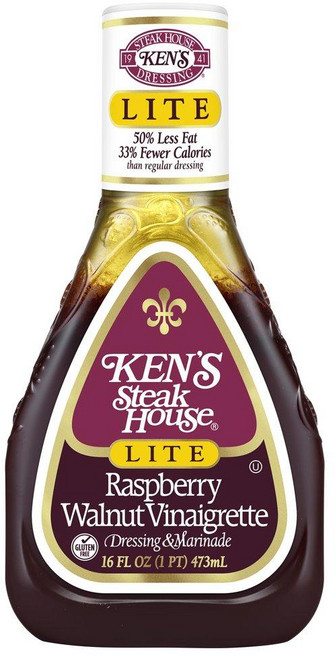 켄스 스테이크 하우스 Ken's Steak House 라이트 라즈베리 월넛 비네그레트 드레싱 & 마리네이드 소스, 5개, 473ml