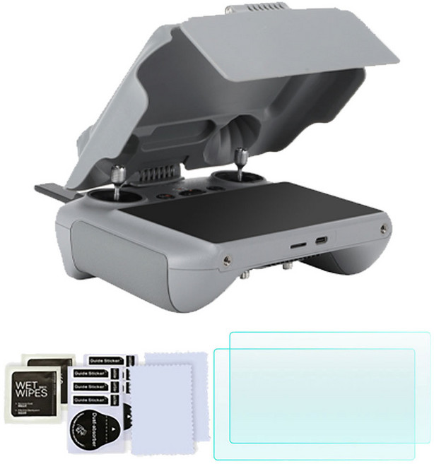 써니라이프 dji 미니5프로 썬후드커버케이스+액정보호 강화유리 필름2매 패키지, 1세트, 미니5프로 RC2 썬후드커버케이스+필름 2매