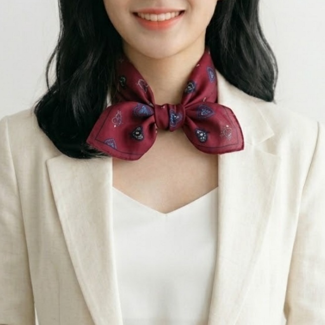 닥스 스타일 하트 패턴 쁘띠 스카프