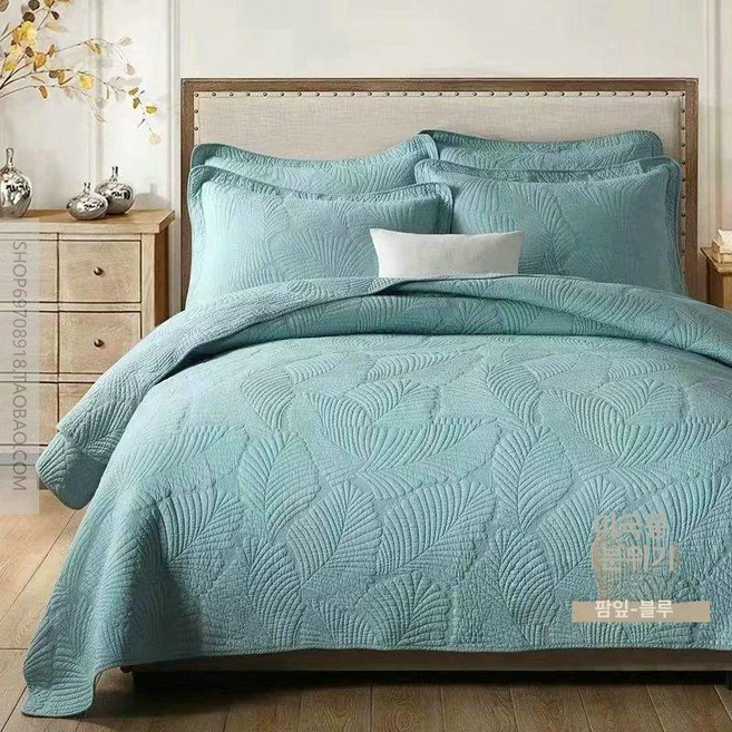 양면 베드 사계절 알러지케어 스프레드, 팜 리프 블루
