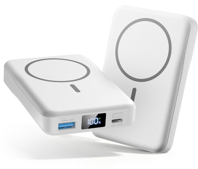 YINTO 대용량 맥세이프 보조배터리 10000mAh 무선충전 고속충전 PD22.5W QC3.0 C타입 파워뱅크, 화이트, W18