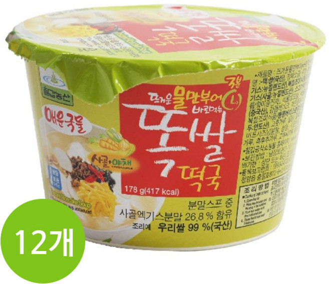 칠갑농산 똑쌀떡국 매운국물, 178g, 12개
