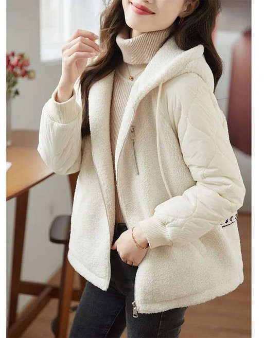 쩐쿠 여성 캐주얼 털 후드 집업 자켓 K0283