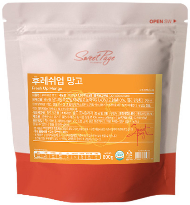 스위트페이지 후레쉬업 망고 파우더 800g, 1개입, 1개