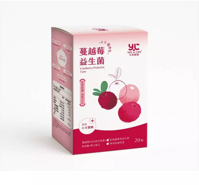 艾思維康 私密保養 【 蔓越莓+益生菌+D-甘露糖 】PACs蔓越莓 前花青素 專利洛神花萼 彈力蛋白 玻尿酸 粉包好攜帶, 2.2g, 40個