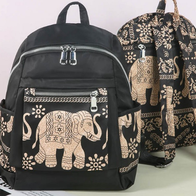스타일리시 엔틱한 디자인 개성 넘치는 독특한 코끼리 그림 백팩